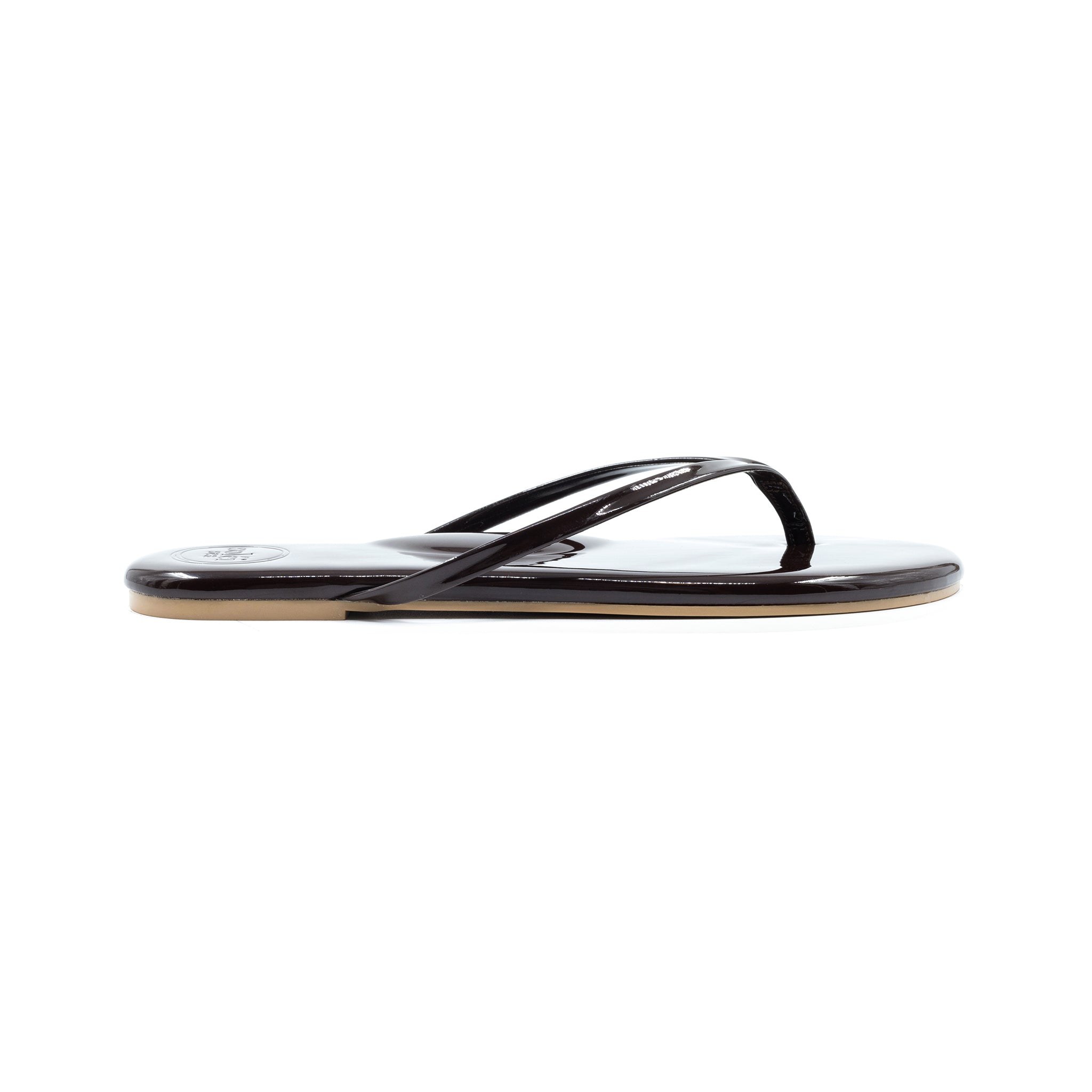 Indie Patent Walnut Sandal Side View