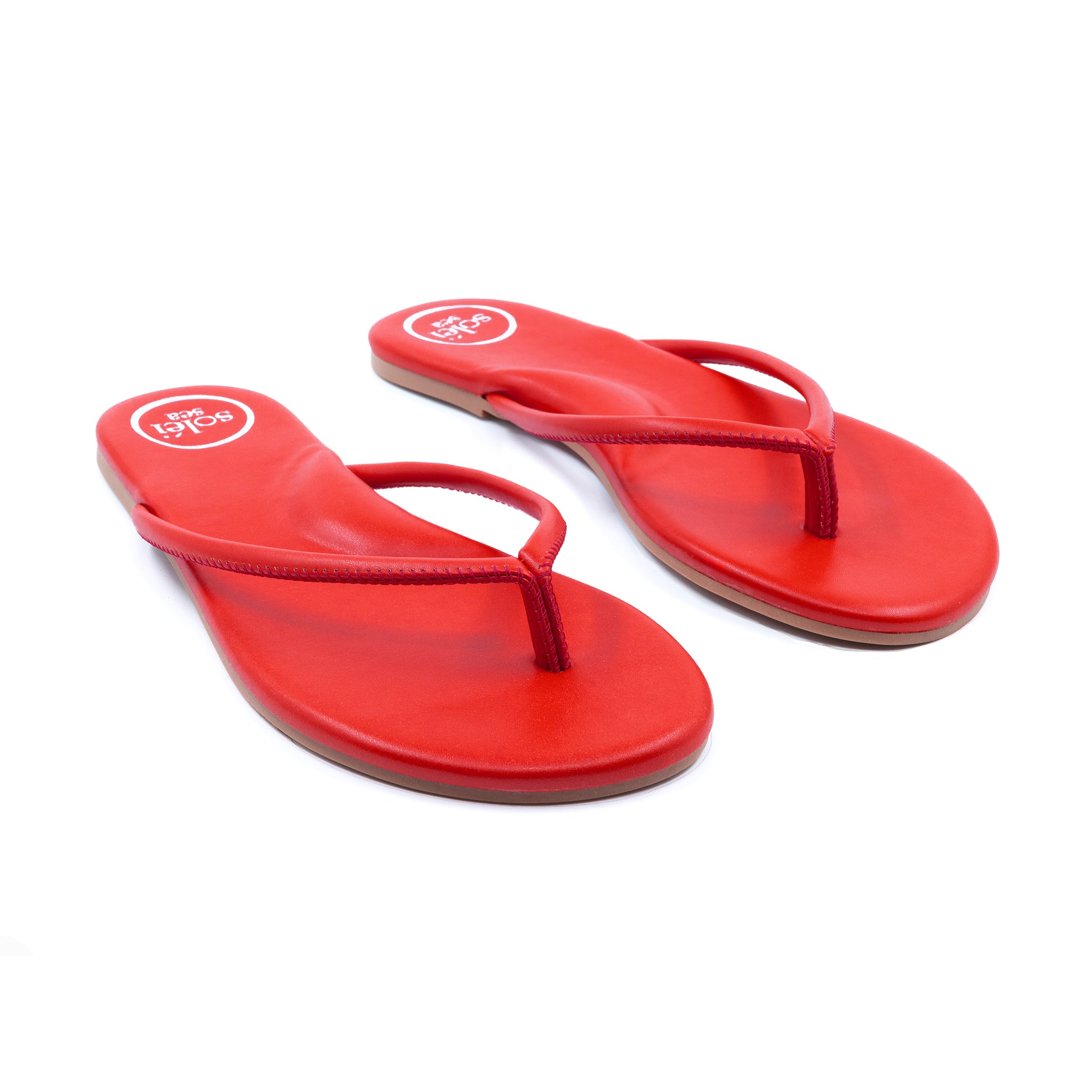 Vivie Stitch Strap Flip Flop in Tango Orange Color
