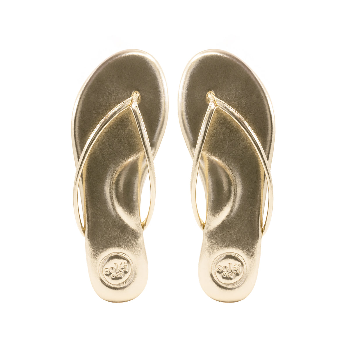 Soléi Sea Vivie flip flop with arch support in Metallic Gold