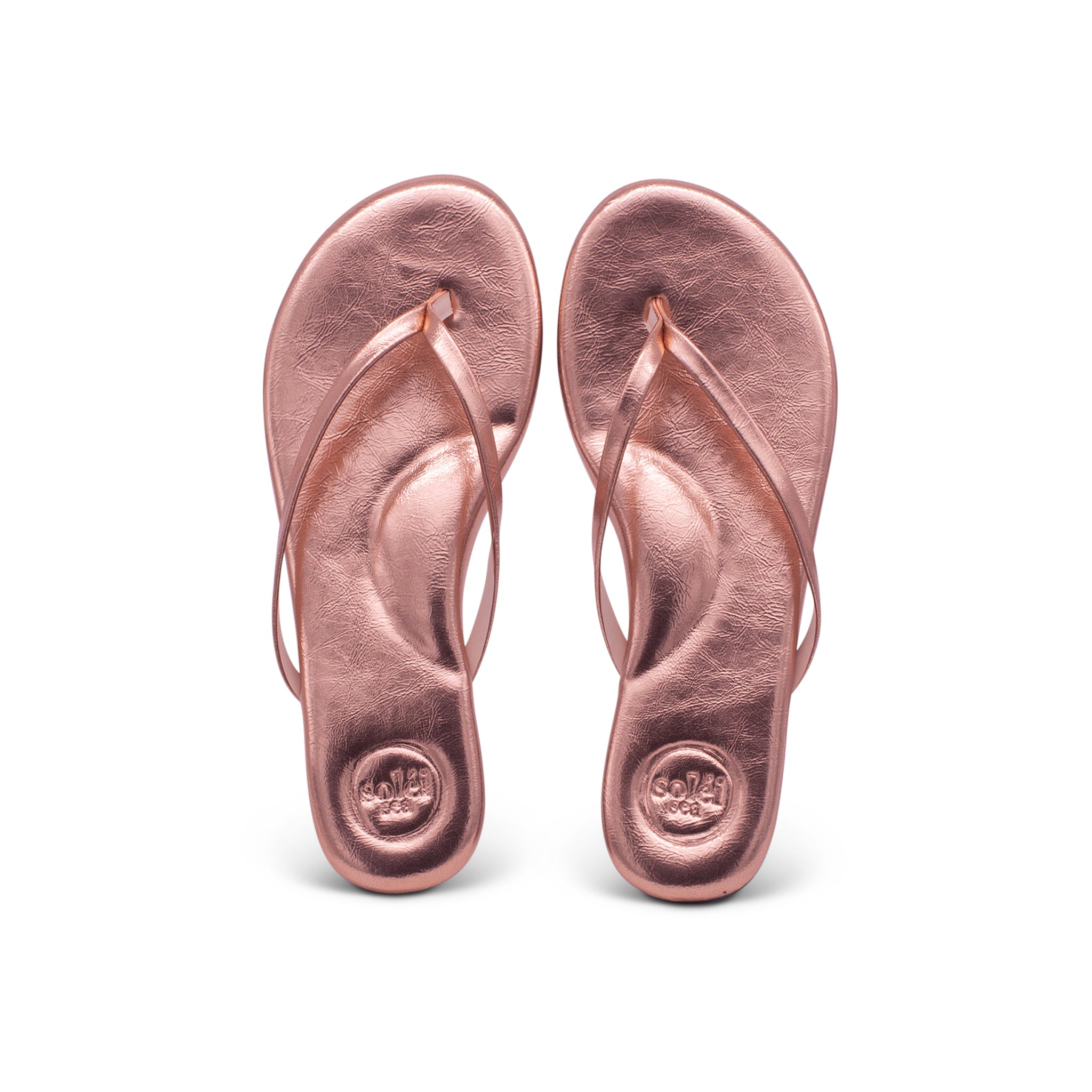 Rose gold flip flop sandals on sale