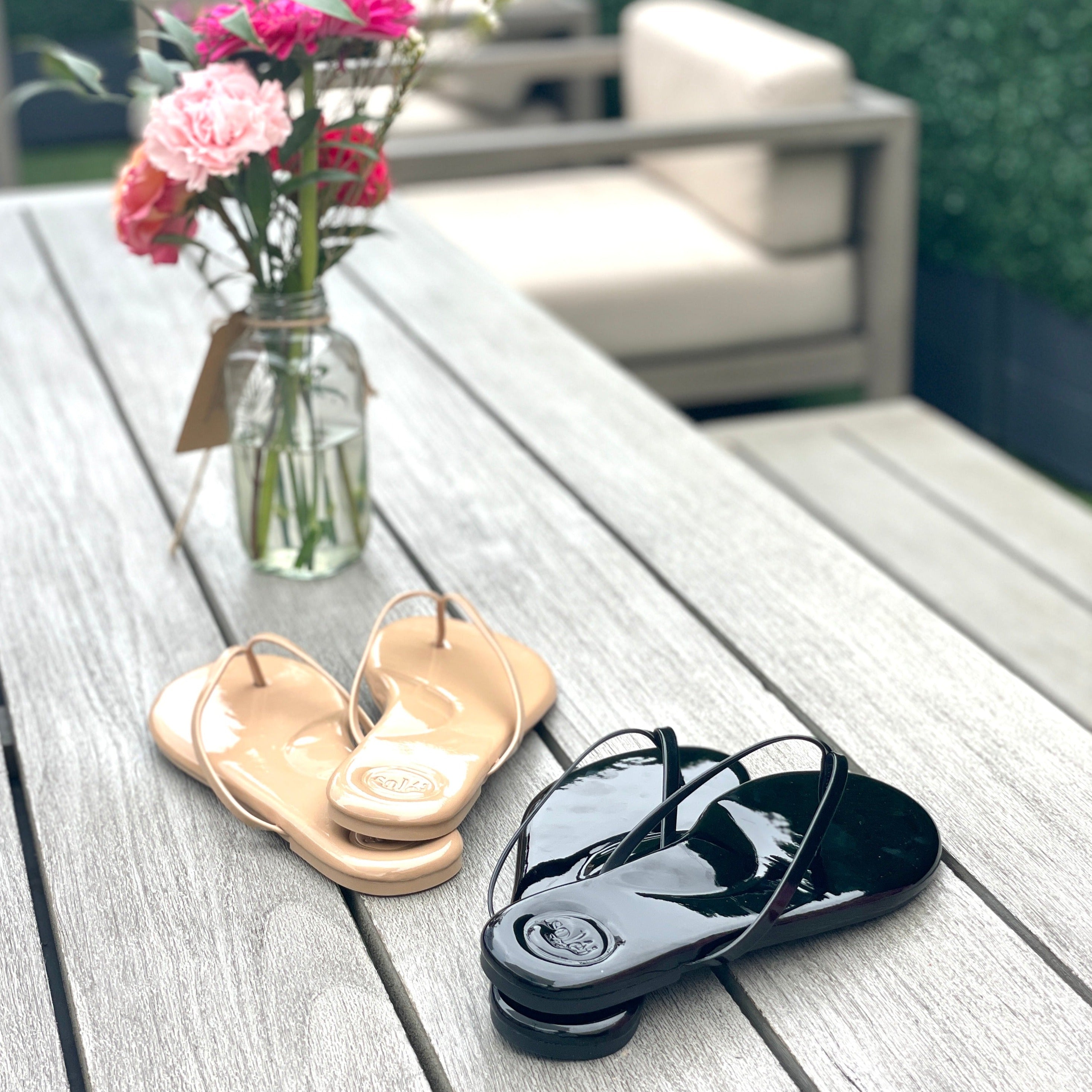 Indie Black Patent Sandal