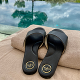 Jolie Slide Sandal for Women in Black and Champagne