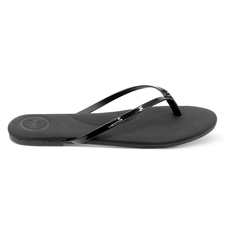 Indie Black with Patent Strap Sandal