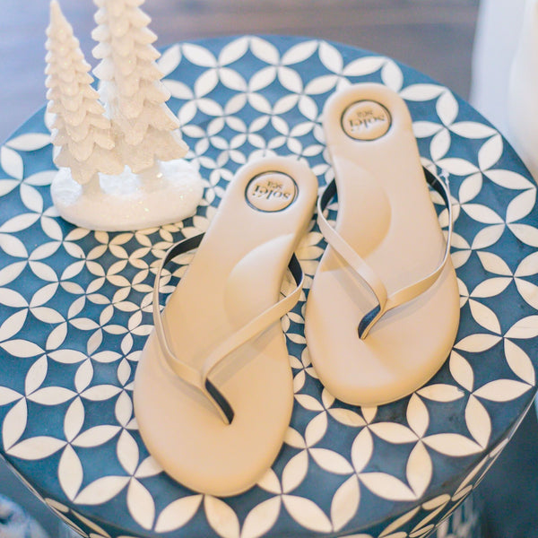Taupe and navy sandal flip flop
